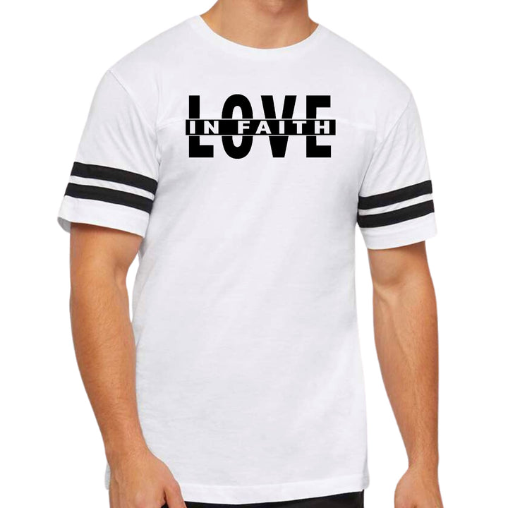 Mens Vintage Sport Graphic T-shirt Love in Faith Black Illustration