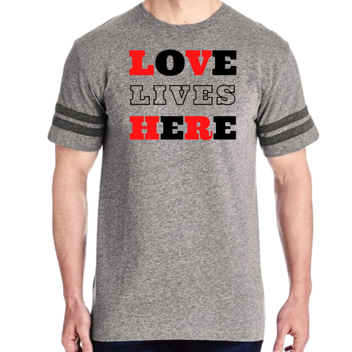Mens Vintage Sport Graphic T-shirt Love Lives Here Christian Red