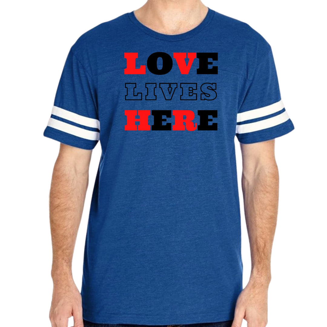 Mens Vintage Sport Graphic T-shirt Love Lives Here Christian Red