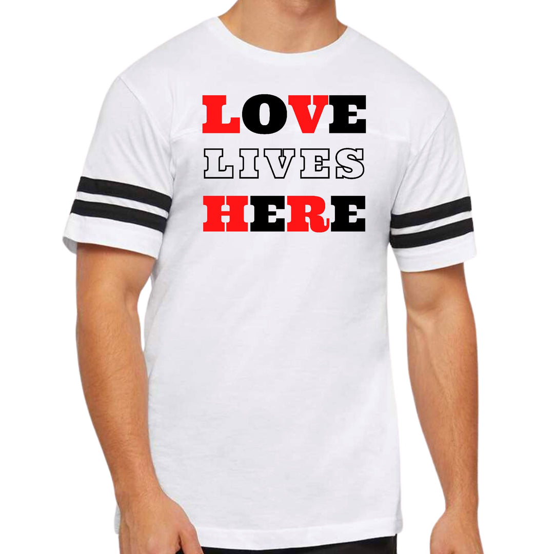 Mens Vintage Sport Graphic T-shirt Love Lives Here Christian Red