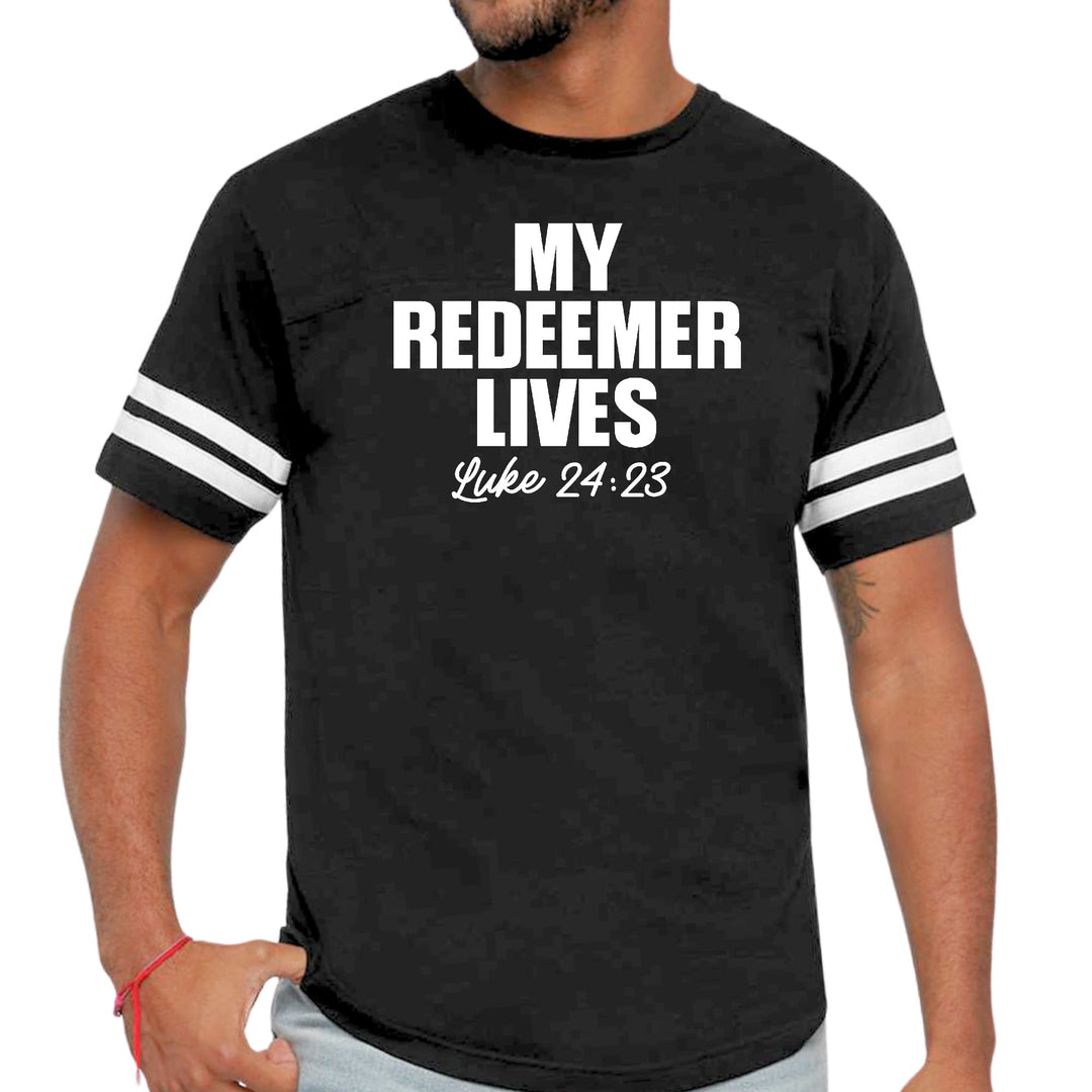 Mens Vintage Sport Graphic T-shirt my Redeemer Lives Print