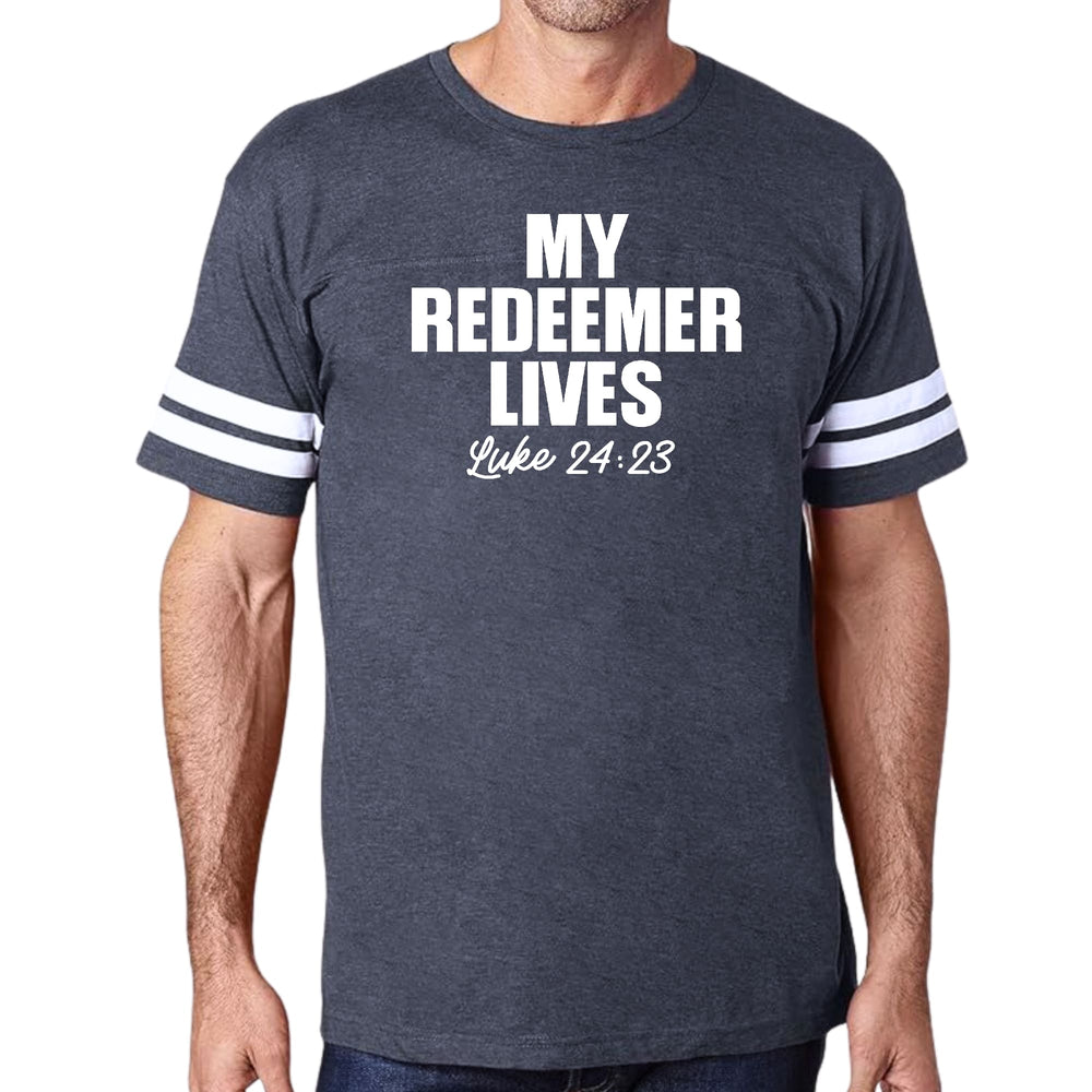 Mens Vintage Sport Graphic T-shirt my Redeemer Lives Print