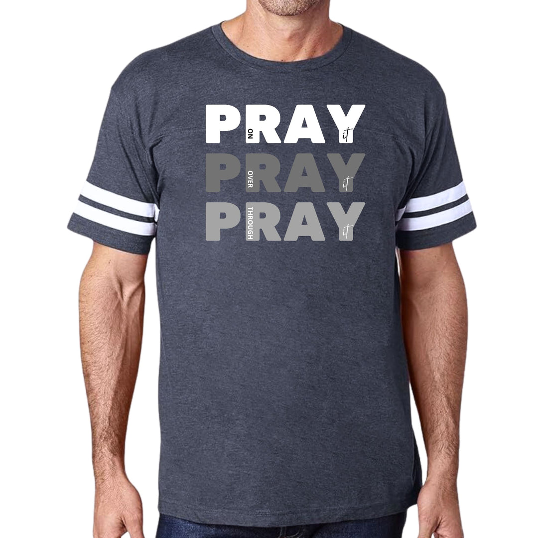 Mens Vintage Sport Graphic T-shirt Pray On It Over It Through - Mens | T-Shirts