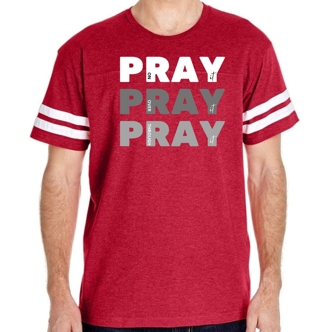 Mens Vintage Sport Graphic T-shirt Pray On It Over It Through - Mens | T-Shirts