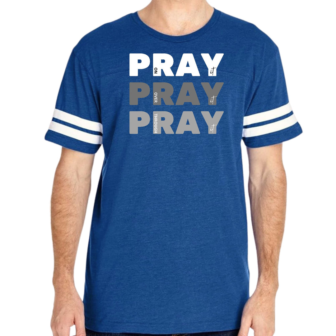 Mens Vintage Sport Graphic T-shirt Pray On It Over It Through - Mens | T-Shirts