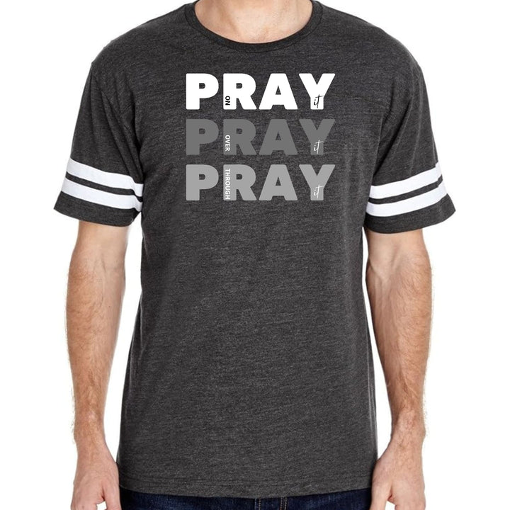 Mens Vintage Sport Graphic T-shirt Pray On It Over It Through - Mens | T-Shirts