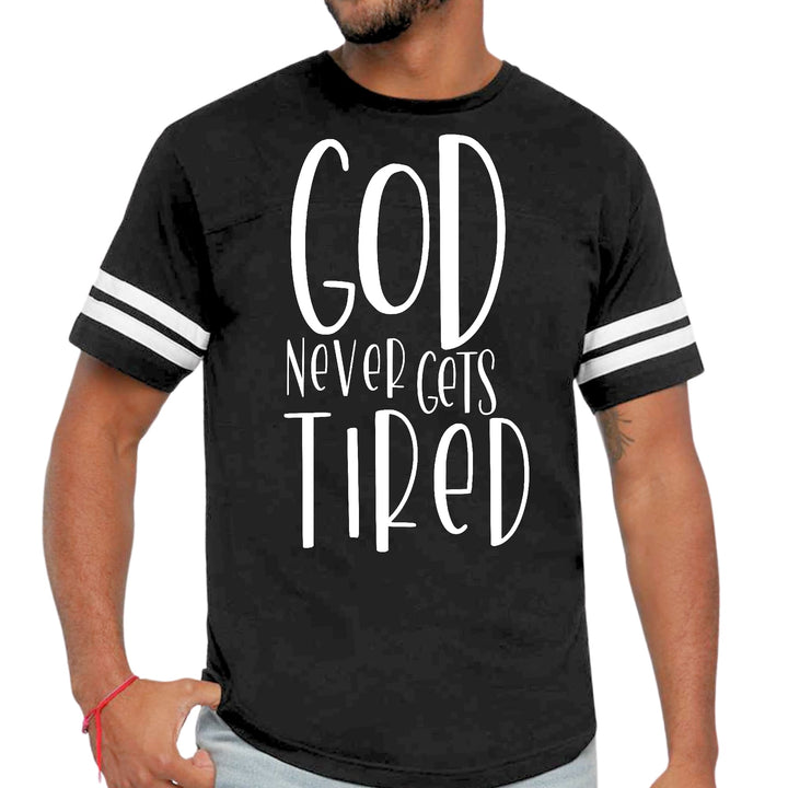 Mens Vintage Sport Graphic T-shirt Say It Soul - God Never Gets Tired - Mens