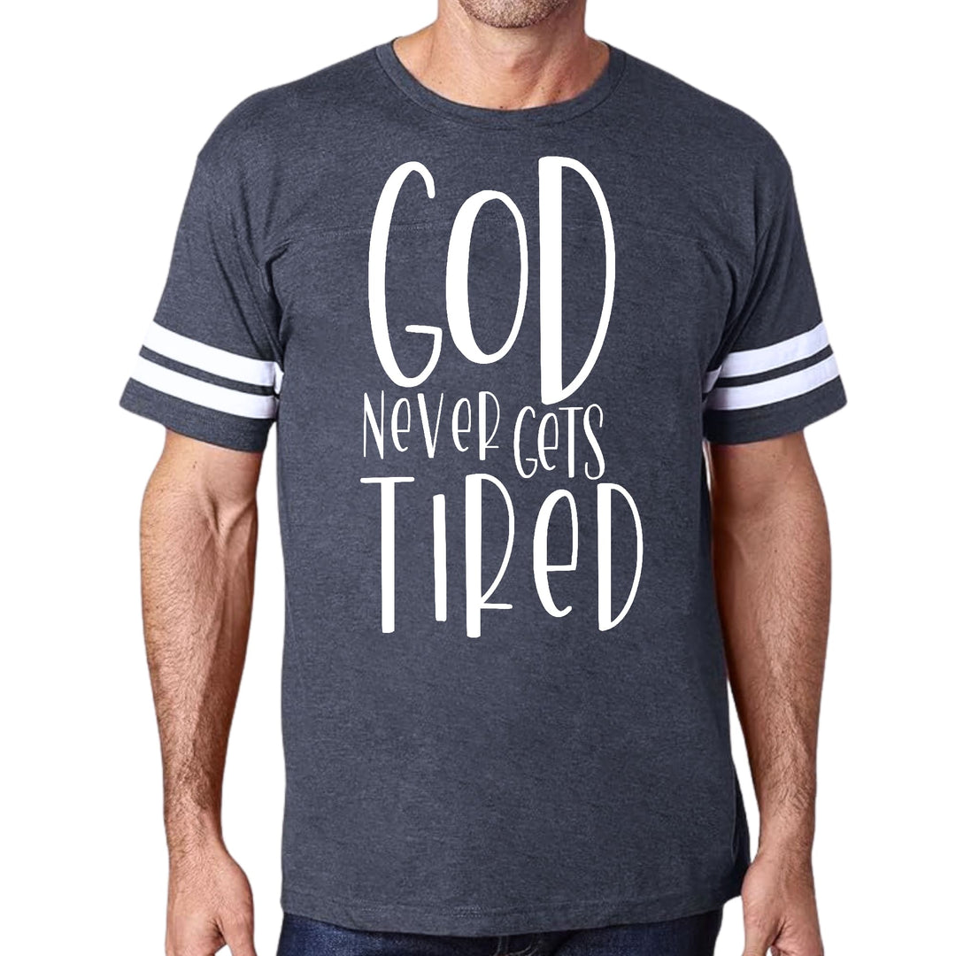 Mens Vintage Sport Graphic T-shirt Say It Soul - God Never Gets Tired - Mens