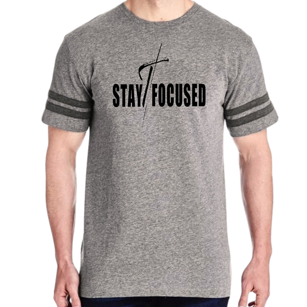 Mens Vintage Sport Graphic T-shirt Stay Focused Black Print