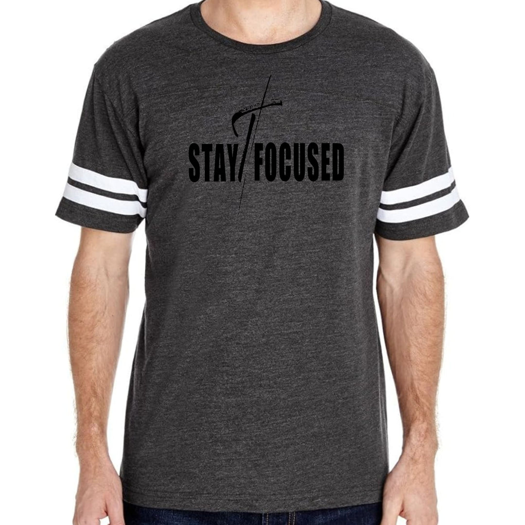 Mens Vintage Sport Graphic T-shirt Stay Focused Black Print