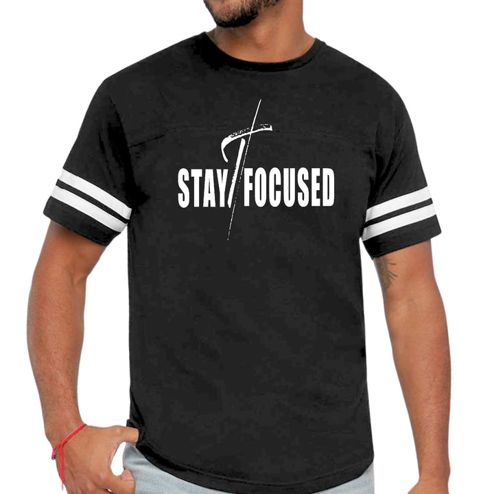 Mens Vintage Sport Graphic T-shirt Stay Focused White Print