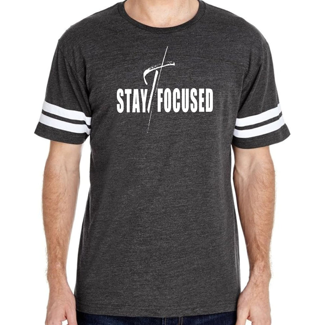 Mens Vintage Sport Graphic T-shirt Stay Focused White Print