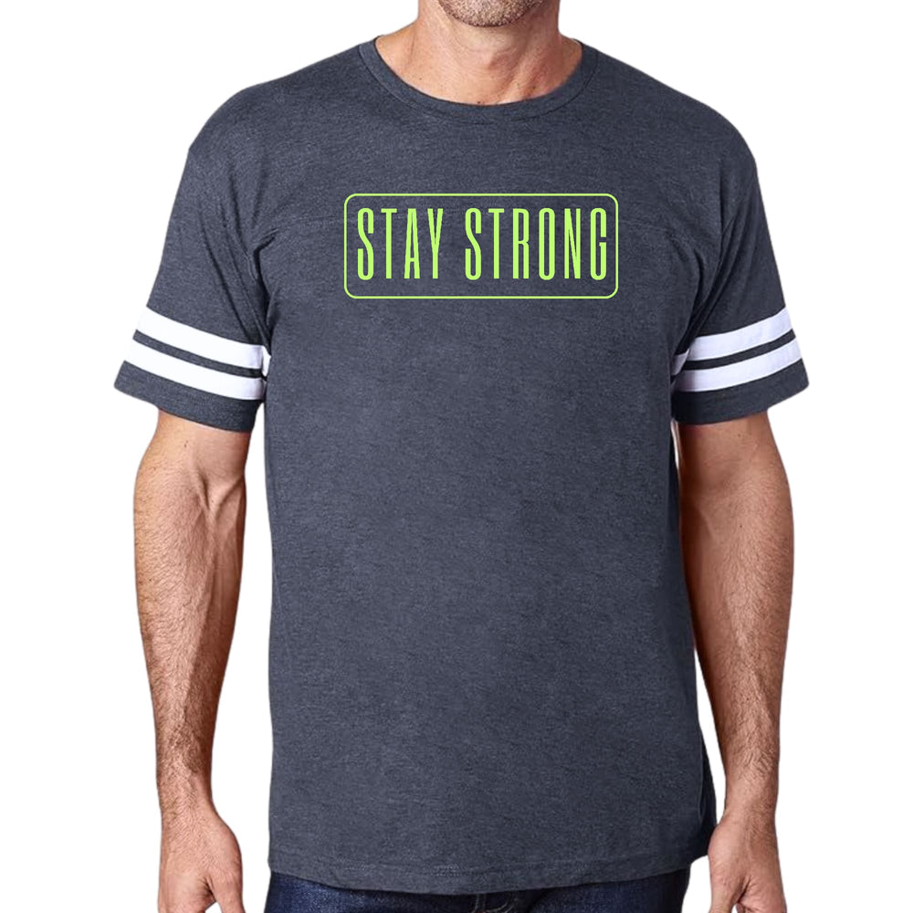 Mens Vintage Sport Graphic T-shirt Stay Strong Neon Print