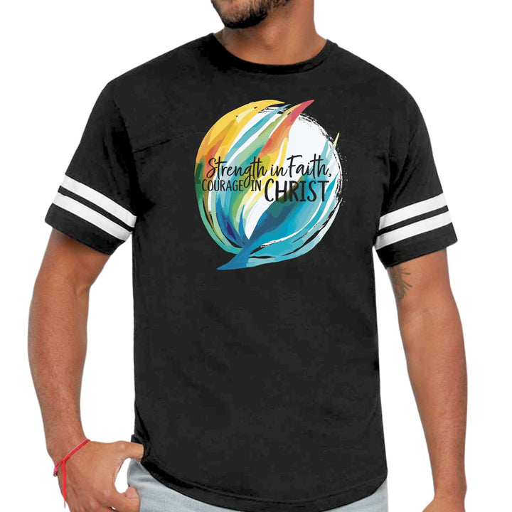 Mens Vintage Sport Graphic T-shirt Strength in Faith - Courage