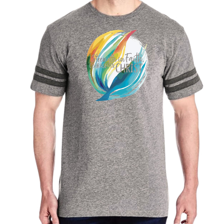 Mens Vintage Sport Graphic T-shirt Strength in Faith - Courage