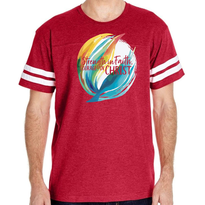 Mens Vintage Sport Graphic T-shirt Strength in Faith - Courage