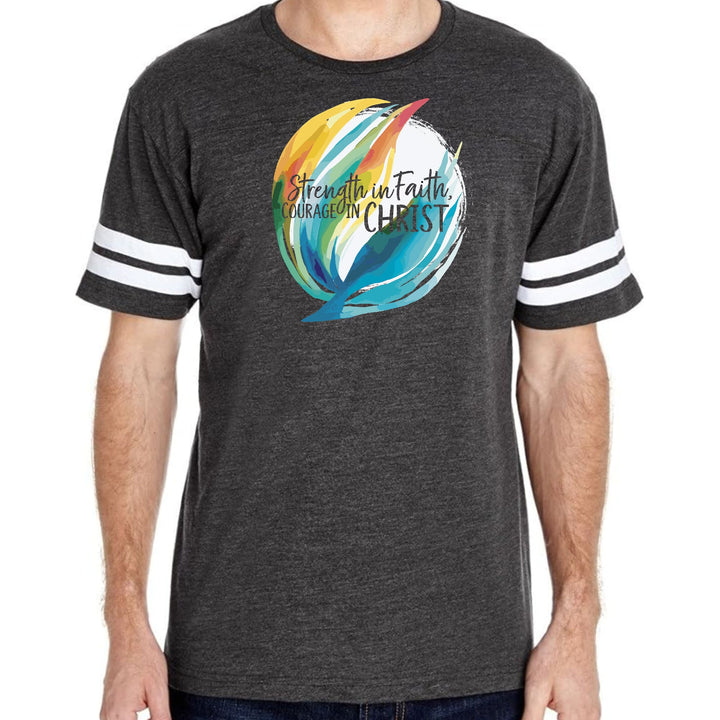 Mens Vintage Sport Graphic T-shirt Strength in Faith - Courage