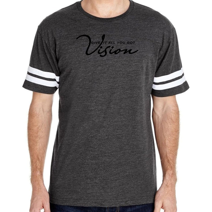 Mens Vintage Sport Graphic T-shirt Vision - Give it All you Got - Black