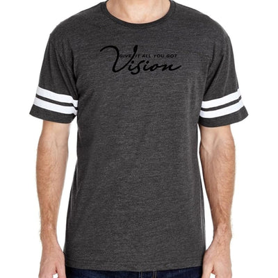 Mens Vintage Sport Graphic T-shirt Vision - Give It All You Got Black - Mens