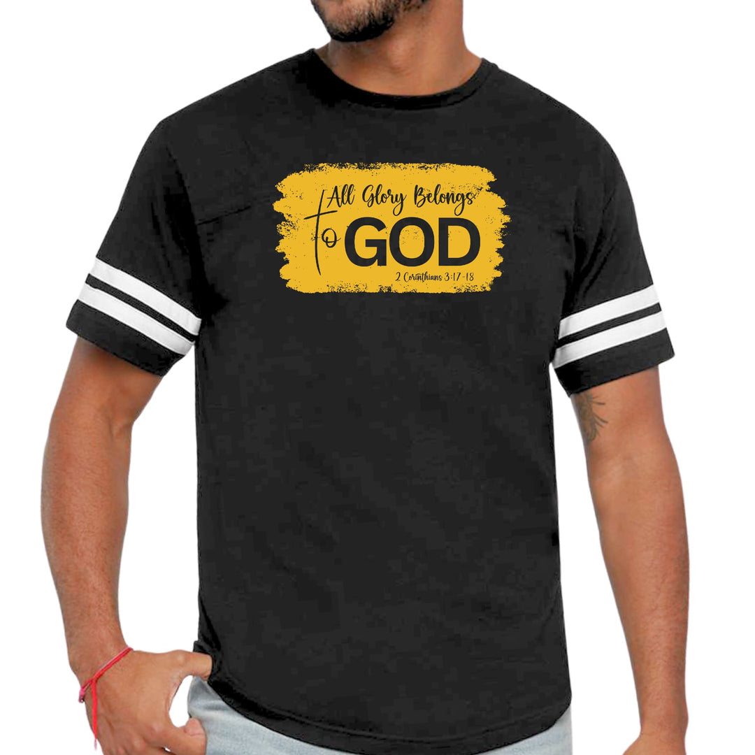 Mens Vintage Sport T-shirt All Glory Belongs to God - Golden Yellow