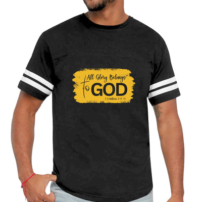 Mens Vintage Sport T-shirt All Glory Belongs To God Golden Yellow - Mens