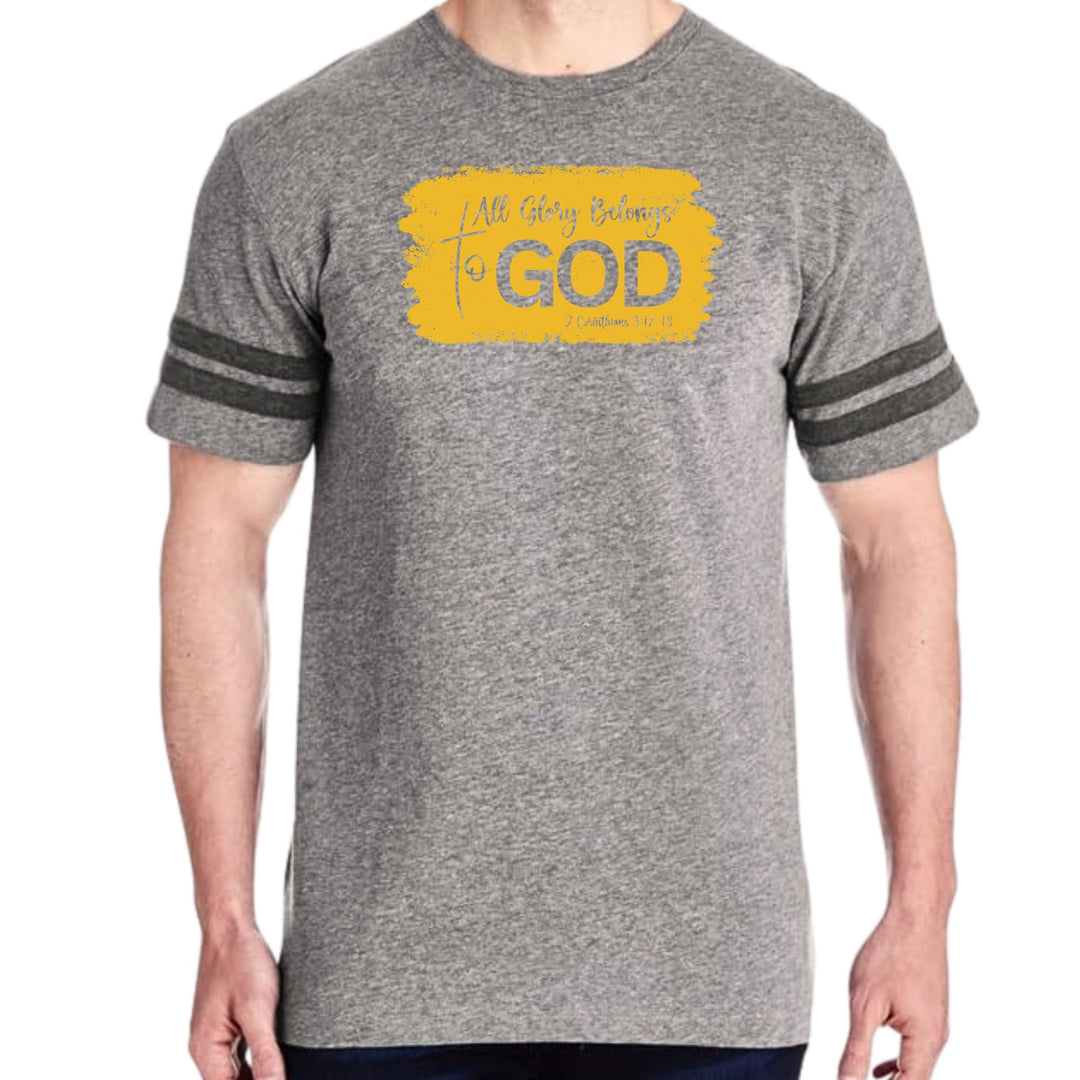 Mens Vintage Sport T-shirt All Glory Belongs to God - Golden Yellow