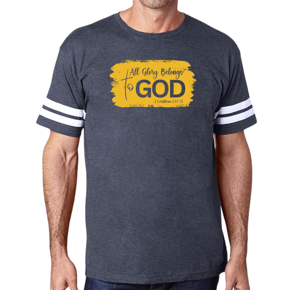 Mens Vintage Sport T-shirt All Glory Belongs to God - Golden Yellow
