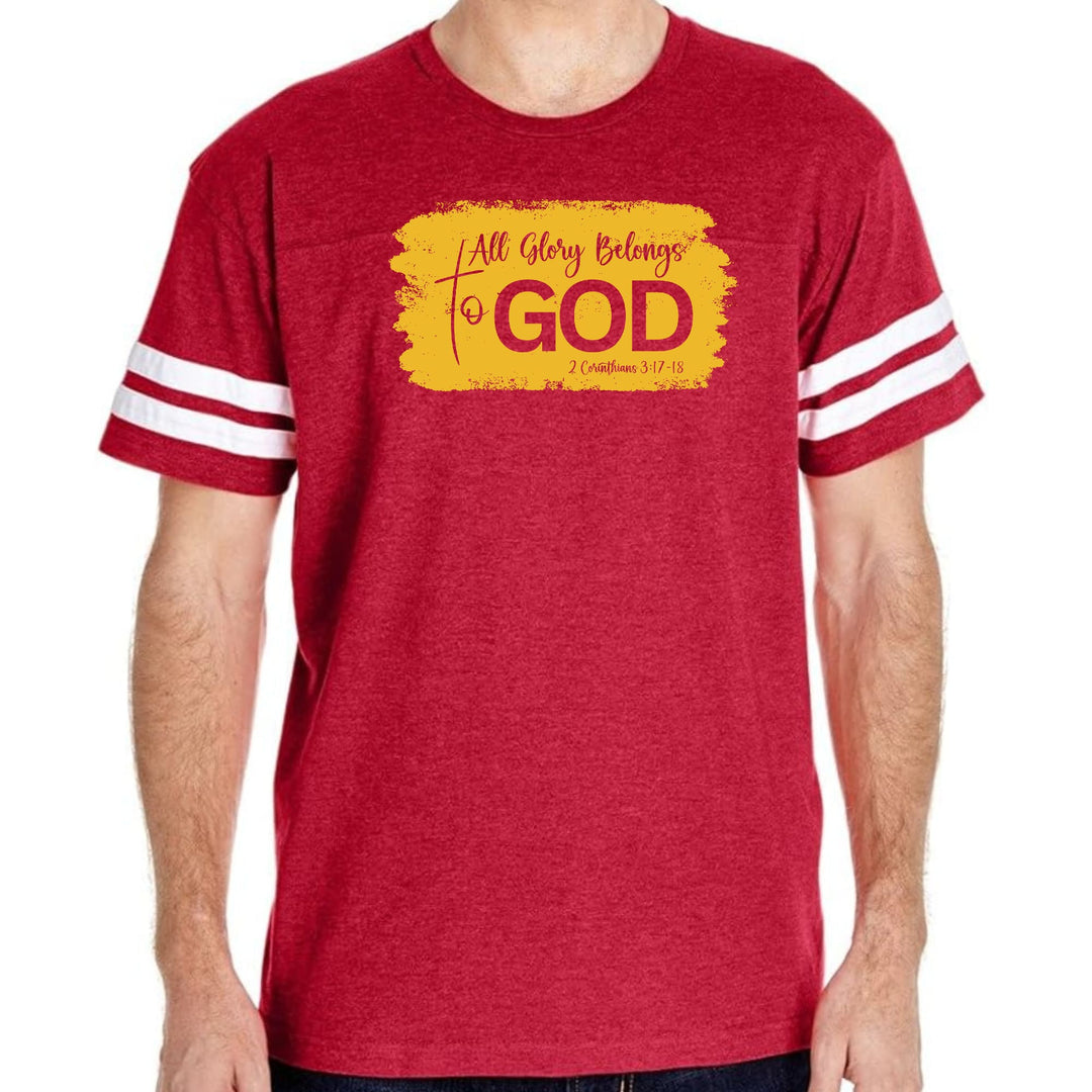 Mens Vintage Sport T-shirt All Glory Belongs to God - Golden Yellow