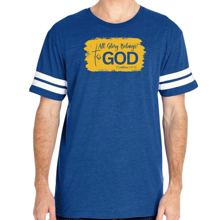 Mens Vintage Sport T-shirt All Glory Belongs to God - Golden Yellow