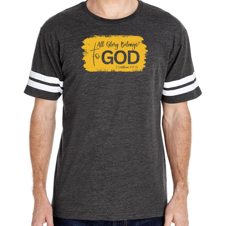Mens Vintage Sport T-shirt All Glory Belongs to God - Golden Yellow