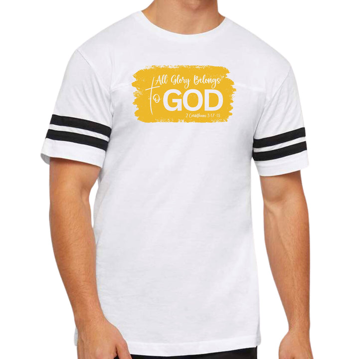 Mens Vintage Sport T-shirt All Glory Belongs to God - Golden Yellow
