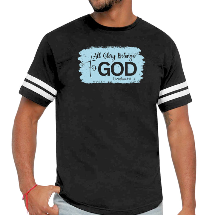 Mens Vintage Sport T-shirt All Glory Belongs to God - Light Blue
