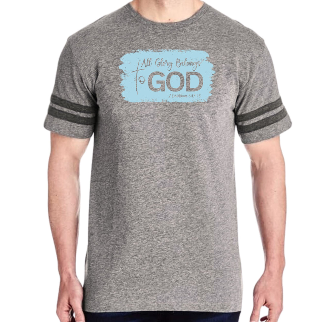 Mens Vintage Sport T-shirt All Glory Belongs to God - Light Blue