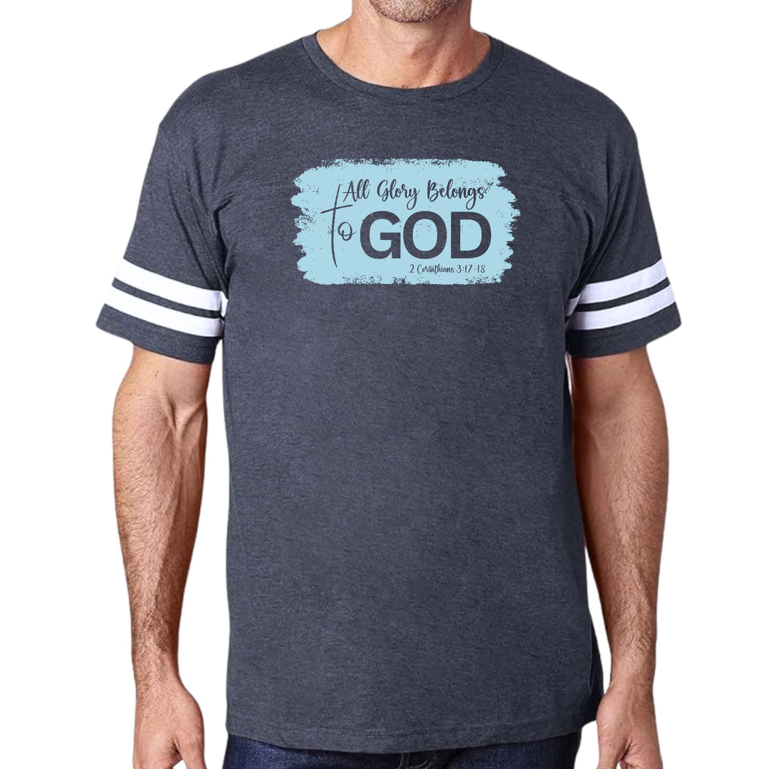 Mens Vintage Sport T-shirt All Glory Belongs to God - Light Blue