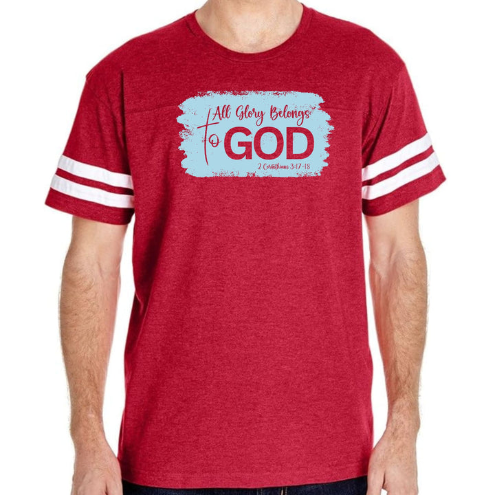 Mens Vintage Sport T-shirt All Glory Belongs to God - Light Blue