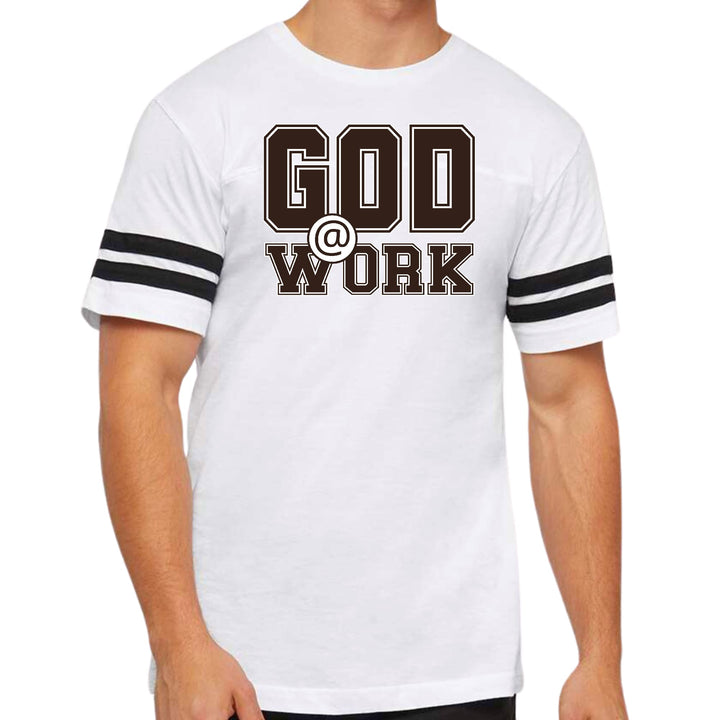 Mens Vintage Sport T-shirt God @ Work Brown and White Print