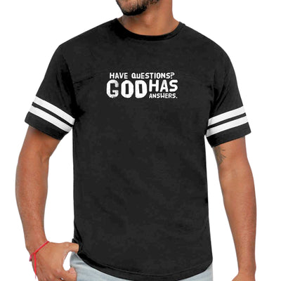Mens Vintage Sport T-shirt Have Questions God Has Answers - Mens | T-Shirts
