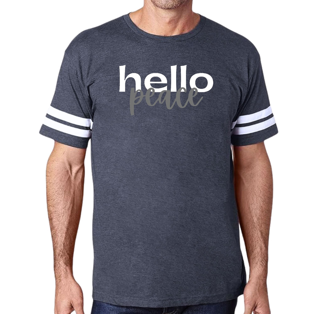 Mens Vintage Sport T-shirt Hello Peace White and Gray - Mens/T-Shirts/Vintage