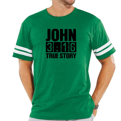 Mens Vintage Sport T-shirt John 3:16 True Story