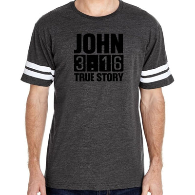 Mens Vintage Sport T-shirt John 3:16 True Story