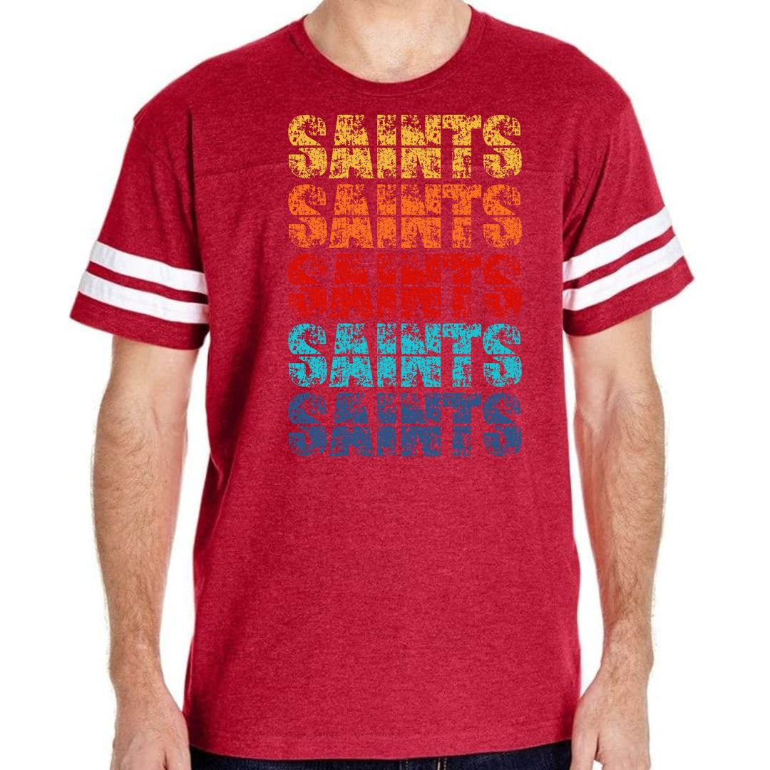 Mens Vintage Sport T-shirt Saints Colorful Art Illustration - Mens | T-Shirts