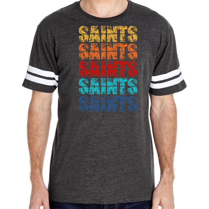 Mens Vintage Sport T-shirt Saints Colorful Art Illustration - Mens | T-Shirts