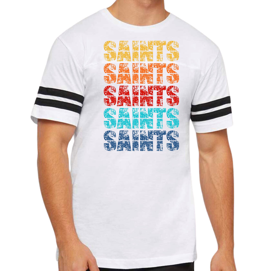 Mens Vintage Sport T-shirt Saints Colorful Art Illustration - Mens | T-Shirts