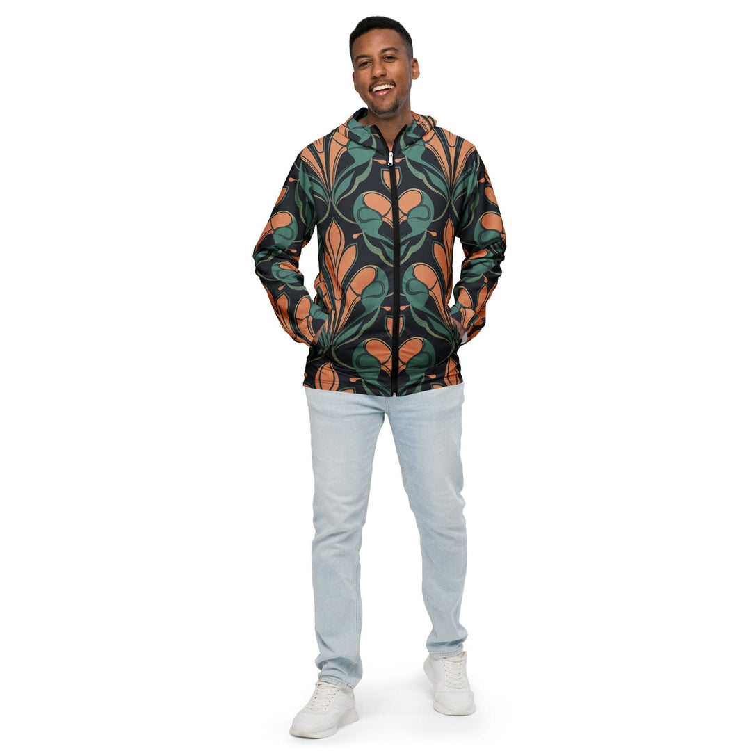 Mens Hooded Windbreaker Jacket - Retro Vintage Print
