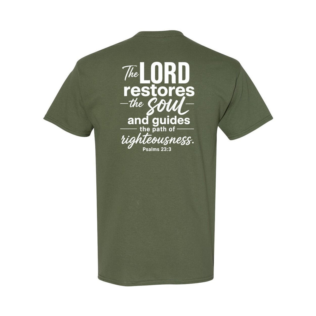 Graphic T-Shirt Inspirational Apparel inspired by Biblical Scripture Psalm 23:3