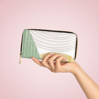 Mint Green Textured Look Boho Print Womens Zipper Wallet Clutch Purse - Bags