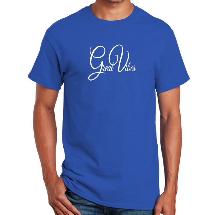 Mens Graphic T-Shirt Great Vibes - Royal Blue