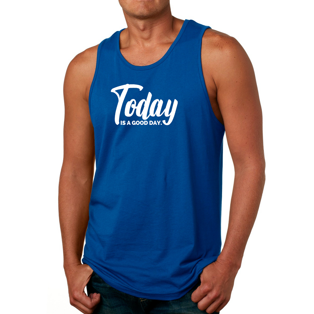 Mens Fitness Tank Top Graphic T-Shirt Today Is A Good Day - Royal Blue