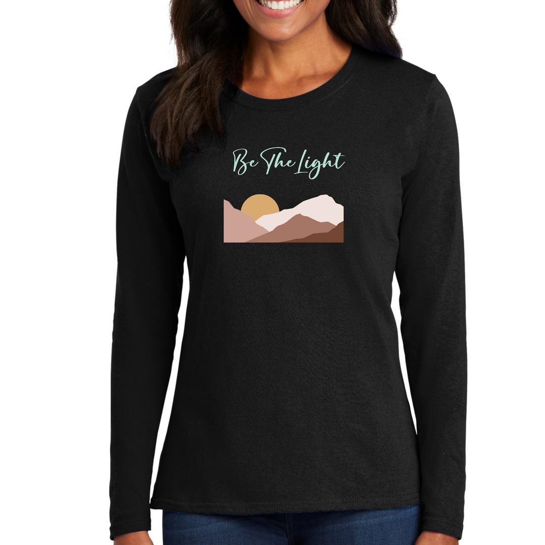 Womens Long Sleeve Graphic T-Shirt, Say It Soul, Be The Light - Black