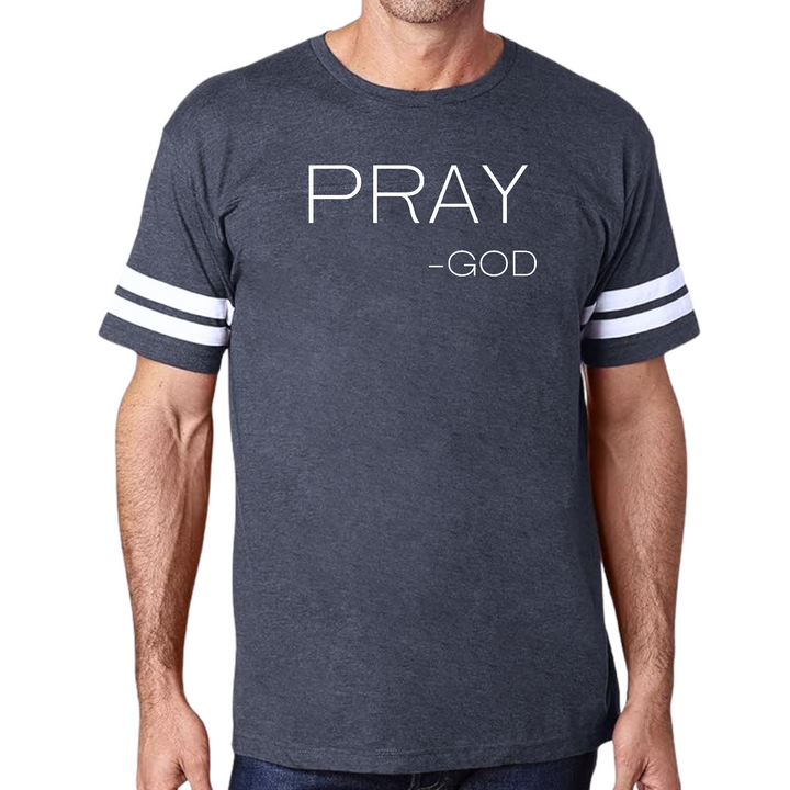 Mens Vintage Sport Graphic T-Shirt Say It Soul, "Pray-God" Statement - Navy